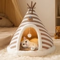 thumbnail image 4 of Teepee Enclosed Cat Cave Bed, Soft Polyester Warm Pet Teepee Tent Nest, Enclosed Hideaway House for Small Kitten Puppy Indoor Rest (Brown S), 4 of 9