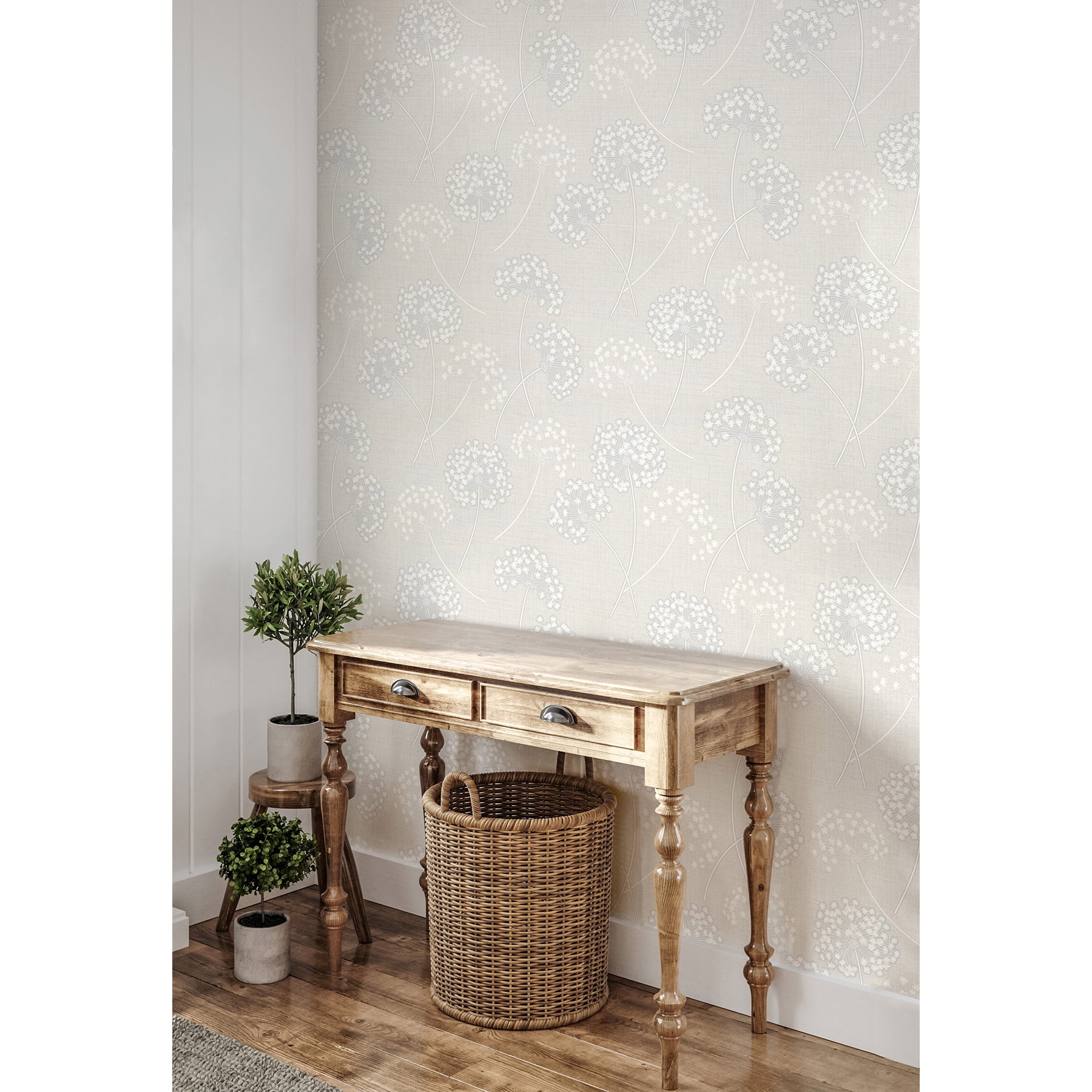 Fine Decor Grace Dove Floral Wallpaper, 20.5-in by 33-ft