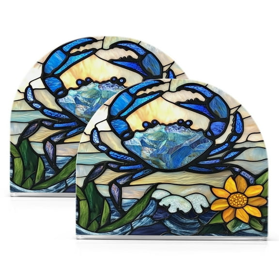 Standing Dining Table Napkin Holder, Napkin Holder for Table Kitchen Acrylic Paper Tissue Organization, Blue Crab