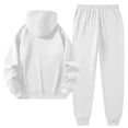 thumbnail image 5 of Babcutegg Mens Letter Print Outfit 2-Piece Hooded Sweathsirt and Jogger Sweatpants Loose Casual Set White Size L, 5 of 9