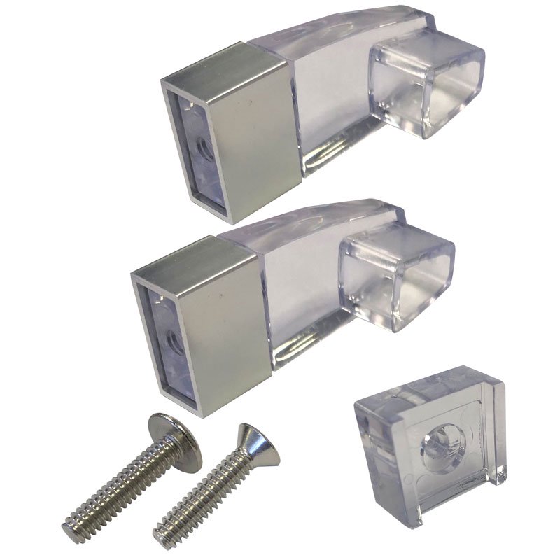 Clear Acrylic Towel Bar Brackets with Bright Chrome Sleeve and Clear