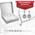 thumbnail image 6 of Wedding Costume Jewelry Set for Women Bridesmaid Teardrop Necklace Bracelet Earrings White Crystal Bridal Women Size 20" & 7.5'' Birthday Christmas Gifts, 6 of 7