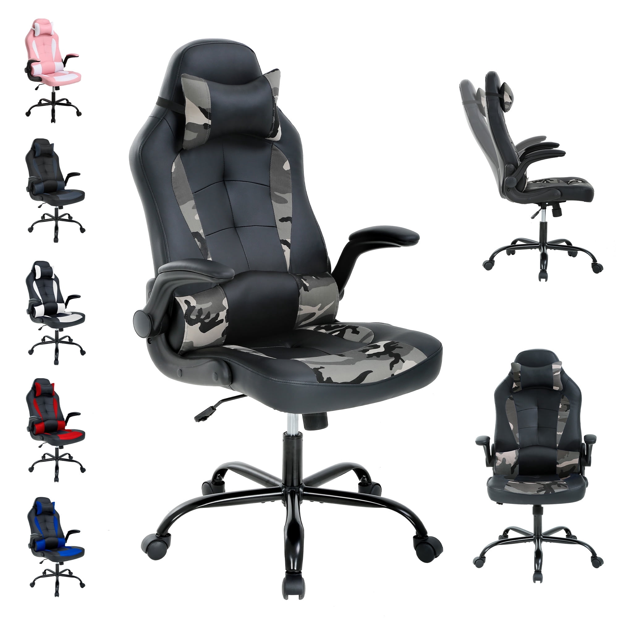 YRLLENSDAN Racing Adults Adjustable High Back Gaming Chair with Arms and Headrest, Camo