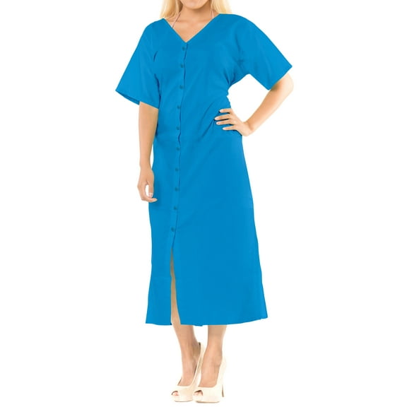 HAPPY BAY Women's Beachwear Swimsuit Coverups Summer Cover ups for Swimwear Women Button up Shirt Dress Beach L-XL Mary Blue_AC663