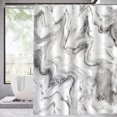 thumbnail image 5 of 1pc Luxury Gray Golden Marble Shower Curtain Set - Waterproof, Washable, and Standard Size for Bathtub - Includes 12 Plastic Hooks, 5 of 5