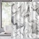 thumbnail image 5 of 1pc Luxury Gray Golden Marble Shower Curtain Set - Waterproof, Washable, and Standard Size for Bathtub - Includes 12 Plastic Hooks, 5 of 5