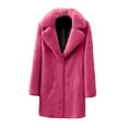 thumbnail image 4 of Odeerbi Jackets For Women Ladies 2025 Casual Trendy Solid Color Faux Plush Warm Jacket Coat Hot Pink, 4 of 5