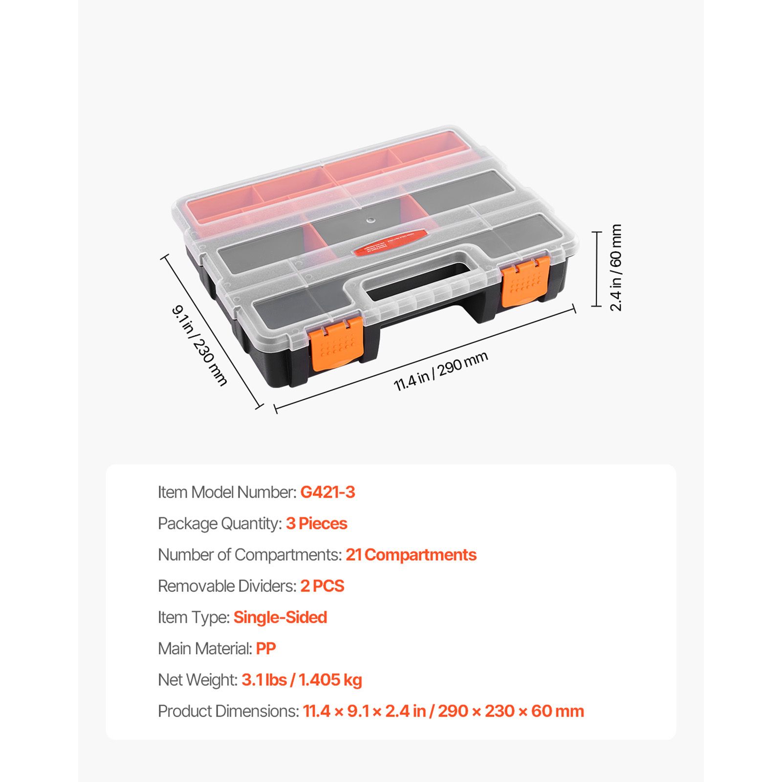 AsterOutdoor Small Parts Organizer 3-Pack with 21 Compartments photo 5