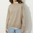 thumbnail image 4 of Bowake Chandails d'Automne 2023 pour Femmes Col Rond Manches Longues Tricoté Côtelé Chandail Décontracté Doux, 4 of 4