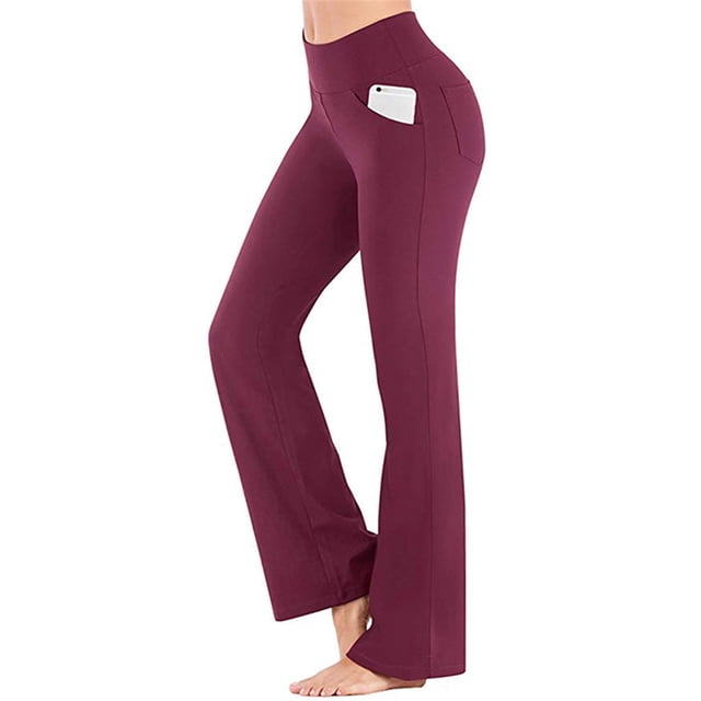 Txlixc, pantalones de yoga ligeramente acampanados para mujer, pantalones casuales de cintura alta elásticos de pierna ancha, pantalones elásticos deportivos de moda Txlixc Estilo de ocio