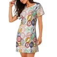 thumbnail image 2 of Fotbe Travel Stamp Bata de Dormir para Mujer con Estampado, Camisón de Algodón de Manga Corta, Ropa de Dormir Casual, 2 of 6