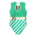 thumbnail image 4 of CHICTRY Kids Girls Santa Elf Ballet Dance Gymnastics Leotards Sequins Stripes Christmas Dancewear Green 14, 4 of 7