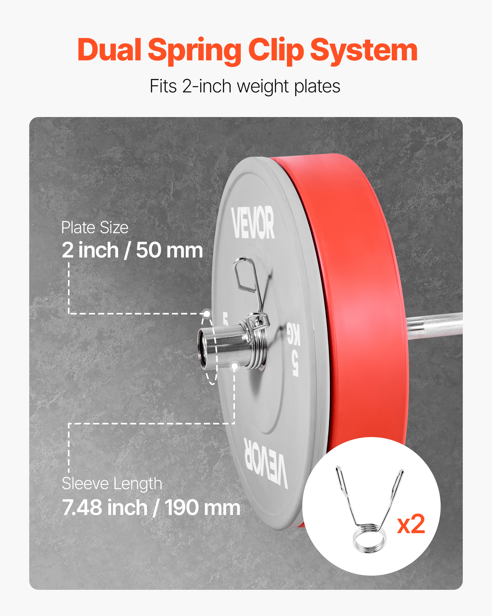 VEVOR 4FT Barbell Bar, Fits 2-Inch Weight Plates, Chrome Plated Barbell Bar with Knurled Grip for Strength Training, Weightlifting, Squat, Deadlift, Bench Press,Curl,Overhead Press,550lbs Capacity