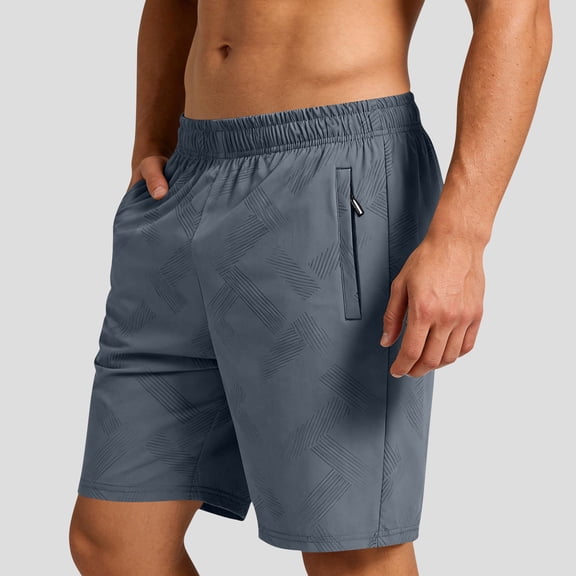 Fnooota Mens Workout Shorts, Elastic Waist Sports Above the Knee Summer Athletic Shorts Gray Size XL-5XL