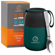 ENERGIFY Vacuum Insulated Thermos Food Container, Stainless Steel, 17oz, Olive Green