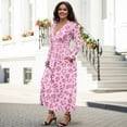 thumbnail image 3 of FKELYI Long Sleeve Maxi Dress for Women V-Neck Soft Casual Dress Pink Leopard Print Flowy A-Line Dresses with Side Pockets for Party Wedding, M, 3 of 6