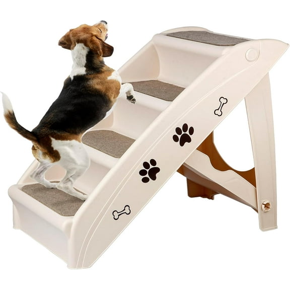 VibrantEcho Foldable Dog Stairs/Steps for Small Dog/Cat, Safe and Durable Pet Ramp With Non-Slip Pads, for High Beds, Sofa, Car
