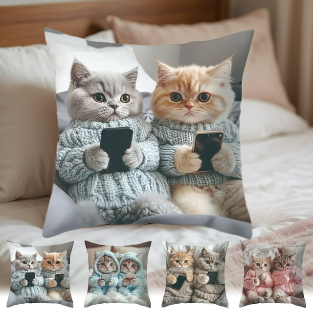 Juego de Cojines con Estampado de Animales | Cojín para Sofá, Sala de Estar o Dormitorio, 45X45Cm | Nylon y Spandex Multicolor | Decoración para Interiores y Exteriores | Ideal para Otoño, Invierno y