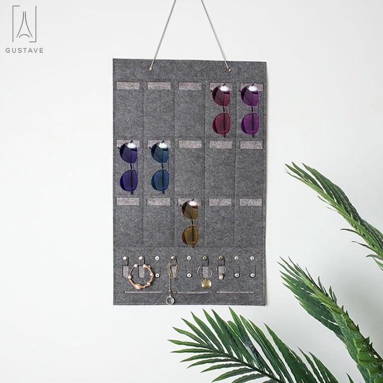 Gustave Hanging Sunglasses Organizer Storage Display Felt 