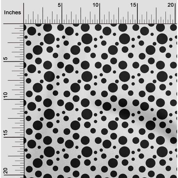 oneOone Polyester Lycra Black Fabric Dots Craft Projects Decor Fabric Printed By The Yard 56 Inch Wide - 3V