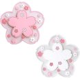 thumbnail image 1 of Posavasos de cereza, posavasos de cereza, posavasos de PVC con aislamiento térmico antideslizantes, adecuados para cerveza, café, vajilla (2 piezas blanco + rosa), 1 of 5