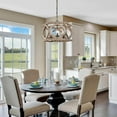 thumbnail image 5 of LNC 4-Light Farmhouse Rusyic Bronze and Distressed Wood Brown Drum Cage Chandelier, 5 of 11