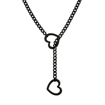 DESIGNICE 2026 New Heart Slip Chain Necklaces for Women, Stainless Steel O-Ring Adjustable Lariat Heart Y-Necklace, Punk Gothic Cuban Collar Necklace Jewelry for Men