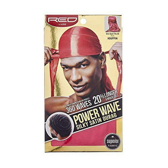 KISS RED Power Wave Silky Satin Durag Extra Long Tails