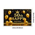 thumbnail image 4 of Black Background Golden Balloon 50th Birthday Banner with Crown Element Party Decoration Backdrop Photography Props Happy Birthday Party Supplies, 4 of 7