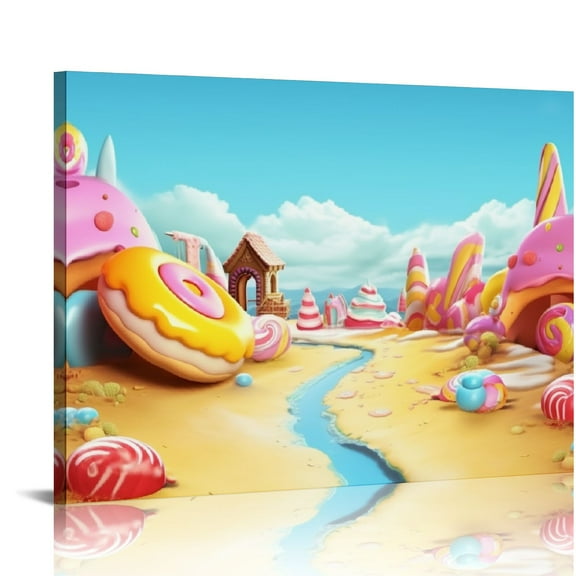 Pratyus Candy Land Canvas Wall Art Decor Ready to Hang for Home and Office 16x12in