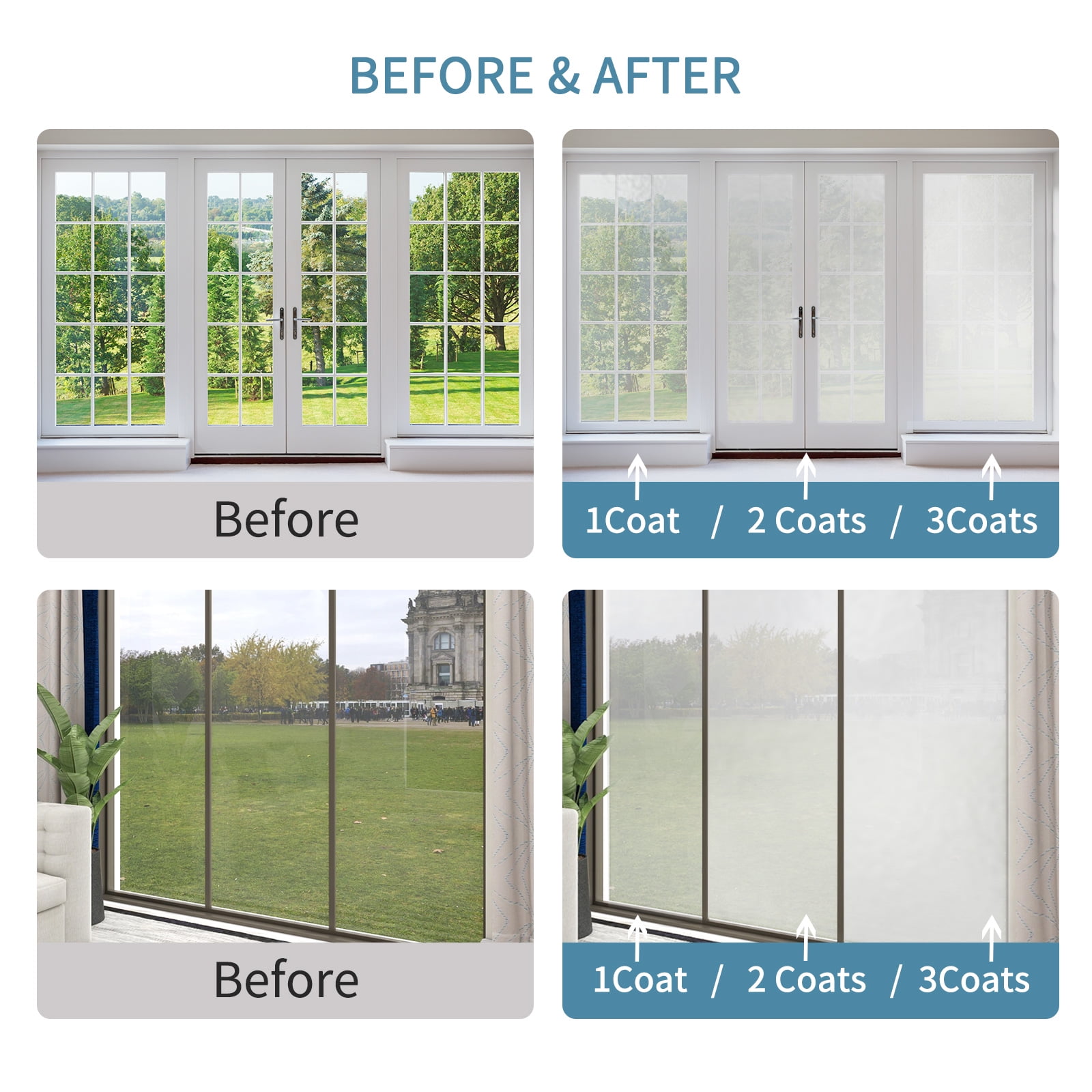 White Frosted Glass Paint for Windows Privacy Paint UV Resistant Than Frosted Glass Spray Paint Waterproof Frosted Window Paint Removable Glass Frosting Paint for Window Door Film Bathroom 52-60sq.Ft