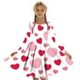 thumbnail image 6 of Girls Pink Heart Print Dress - Long Sleeve A-Line Fit, Stretchy Soft 95% Polyester Fabric, Casual Valentine's Day Outfit for Kids 4-14 Years,Size 9-10 T, 6 of 7
