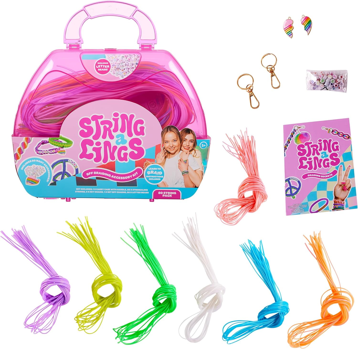Stringalings Braiding Accessory Kit Carry Case With 80 Strings