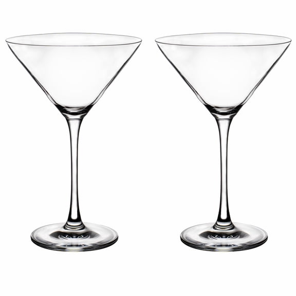 Crystal Martini Glasses Set of 2, 9oz Lead-Free Tall Cocktail Glasses for Bar, Cosmopolitan, Manhattan, Gimlet, Pisco Sour. V-Shape Straight-stemmed Classic, Goblet Gift for Birthdays
