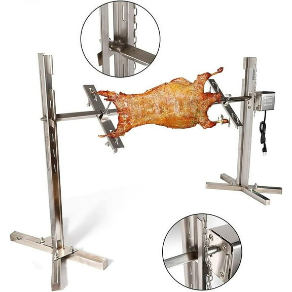 53" Roaster Rotisserie Spit Pig Hog Lamb Roast BBQ Picnic Outdoor Cooker Grill 25W Stainless Motor