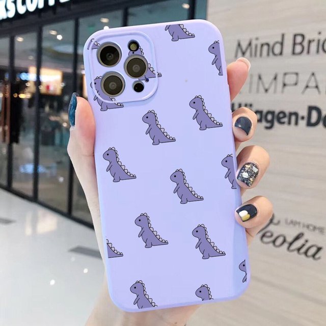 Lindo Animal dinosaurio Coque funda de teléfono para iPhone 13 12 11 Pro Max XR XS 7 8 Plus SE20 mate suave Color caramelo funda trasera de silicona Tan Jianjun unisex