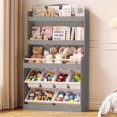 thumbnail image 3 of ICEELF 51" H 3-in-1 Kids Toy Storage Organizer with Bookshelf, 6 Removable Toy Bins & Stuffed Animal Storage, 5-Tier, Gray, 3 of 8
