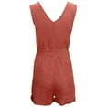 thumbnail image 6 of Fsqjgq Jumpsuits for Women Summer Rompers Playsuit Dressy Rompers Casual V Neck Bow Pocket Sleeveless Shorts Wide Shorts Jumpsuits Rompers Bib Overalls Jumpsuits Sleeveless Spaghetti Strap Boho W, 6 of 7
