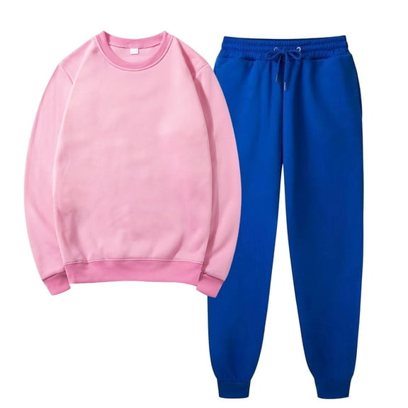 Jacenvly Christmas Sweatshirt Solid Soft Warm Hiking Mountain Ski Sportswear Crewneck Hoodie Elastic Waisted Long Trousers Casual Fashion 2-Piece Set Pink