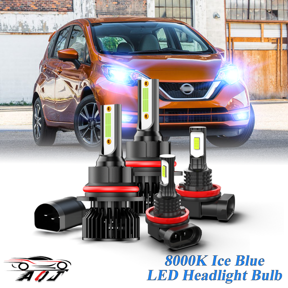 8000K Ice Blue LED Headlight Bulbs   Foglights Combo Kit For Nissan Versa Note 2014-2019