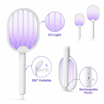 thumbnail image 3 of USB Rechargeable Electric Mosquito Swatter Racket, 43 x 18.5 cm 2-in-1 Violet Light Bug Zapper with Protective Mesh, Handheld or Standing Use for Home, Bedroom, Kitchen, Patio, 3 of 7