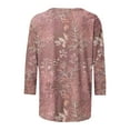 thumbnail image 5 of CYMMPU Casual Floral Printed 3/4 Length Sleeve Basic Tees Shirts Crewneck Summer Fall Business Work Blouses Dressy Tunic Tops 2025 Clothes for Women Purple XXL, 5 of 5