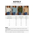 thumbnail image 4 of Asyoly Women Crochet Knit Pullover Sweater Crewneck Long Sleeve Lightweight Solid Color Jumper Tops, 4 of 4