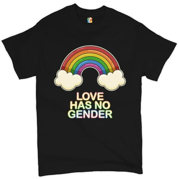 Tee Hunt Love Has No Gender T-Shirt Gay Pride Queer Rainbow Love is Love Men's Tee