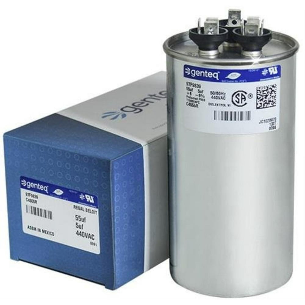 GE Capacitor Round 55/5 uf MFD 440 Volt 97F9839 By Genteq