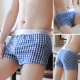 thumbnail image 4 of TNOBHG Men Underwear Men Summer Underwear Mid-rise Plaid Print Letter Patchwork Panties, 4 of 8