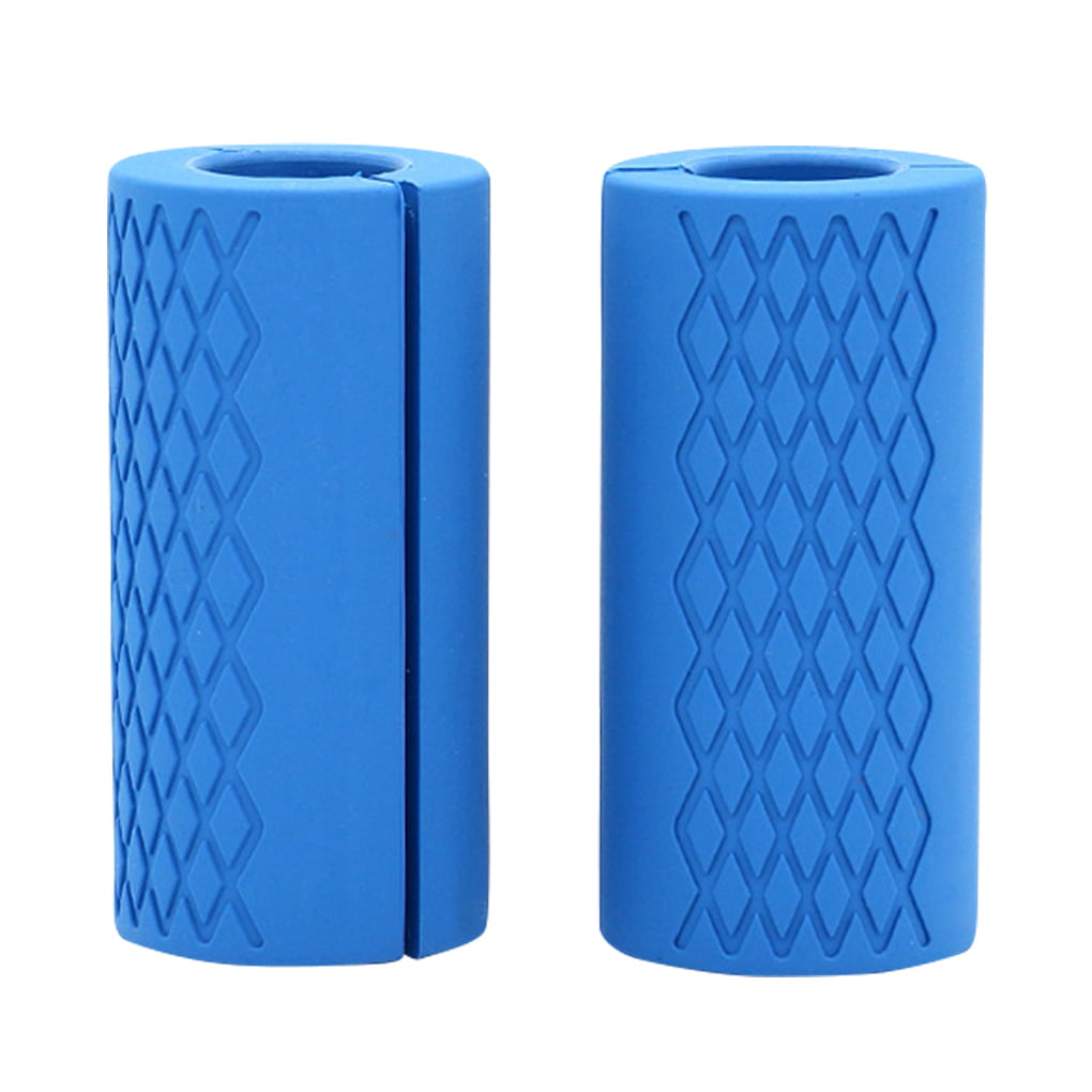 1 Pair Barbell Bar Dumbbell Kettlebell Fat Grips Silicone Thick Handle Pad #LY 
