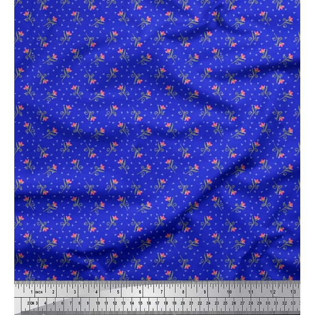 Soimoi Polyester Crepe Fabric Swirl,Triangle & Floral Artistic Printed Craft Fabric by The Yard 42 Inch Wide