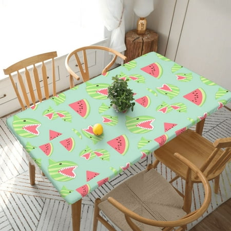 

Home Deluxe Tablecloth Shark Watermelon Waterproof Elastic Rim Edged Table Cover- For Christmas Parties And Picnics 5ft
