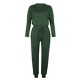 thumbnail image 4 of Brilliant Two Piece Sets Women Clothing Matching Set Women Long Sleeve Women Loose Two-piece Sets Solid Long Sleeve Tops Vest Casual Pants Sweatsuit Green XL, 4 of 5